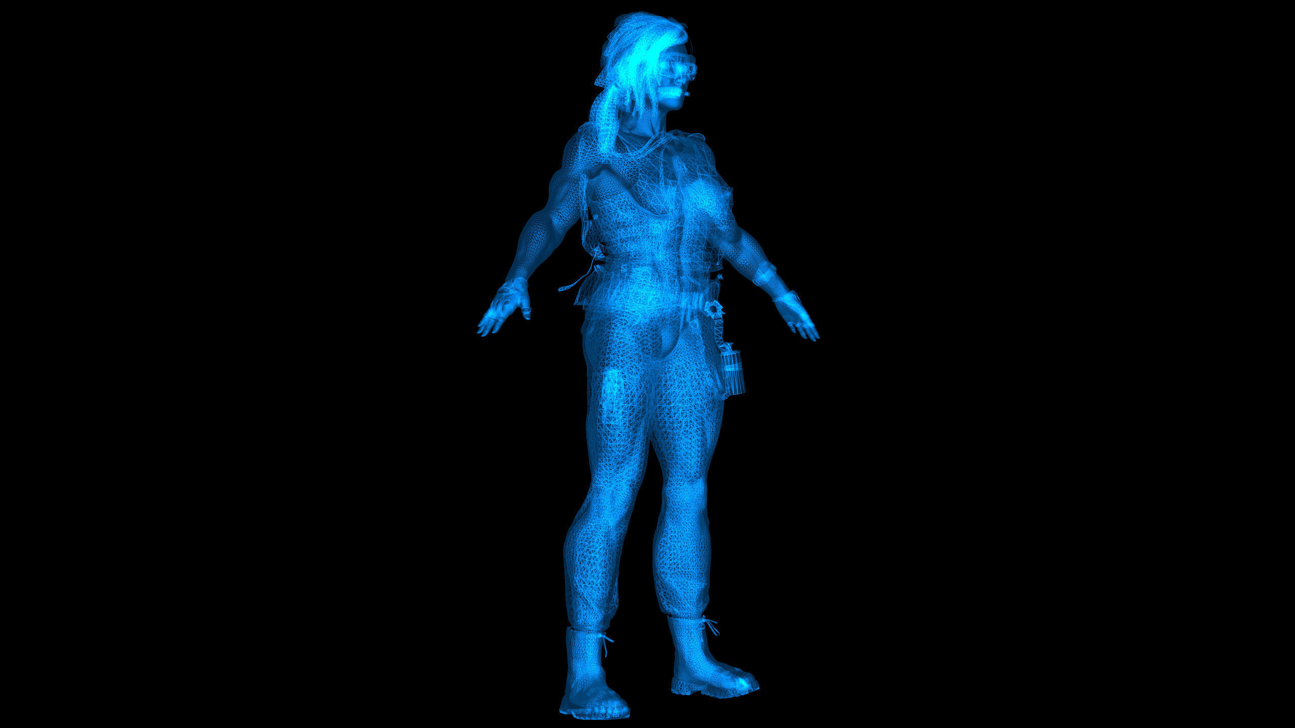 Female Military Soldier 3D model_1