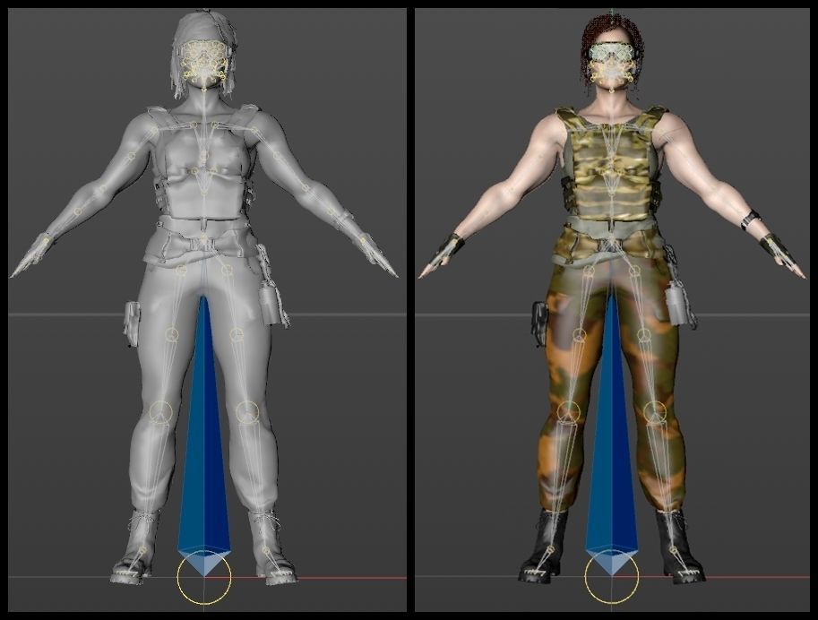 Female Military Soldier 3D model_8