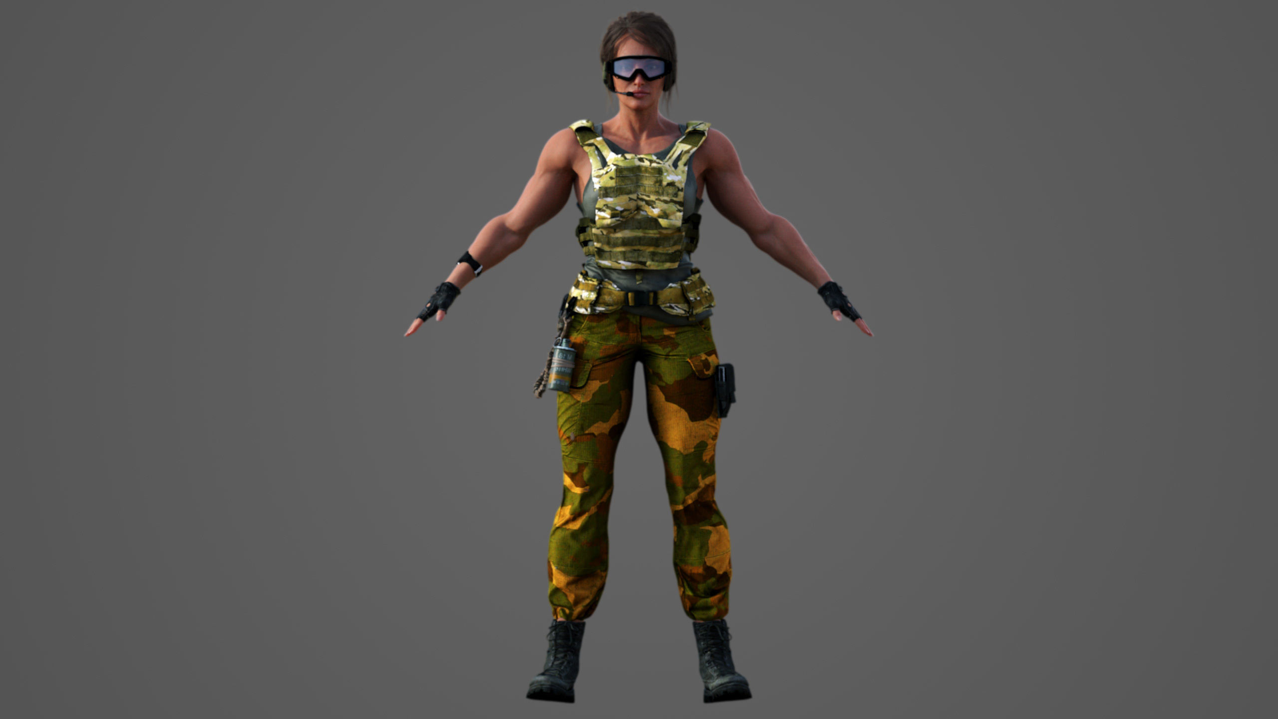 Female Military Soldier 3D model_4
