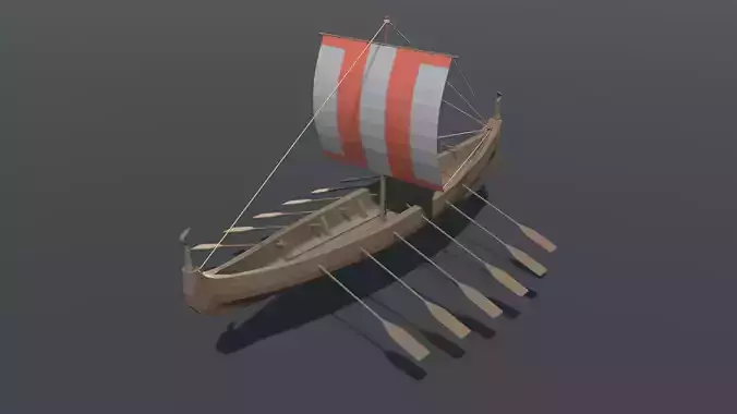 Viking Boat Lowpoly Low-poly 3D model