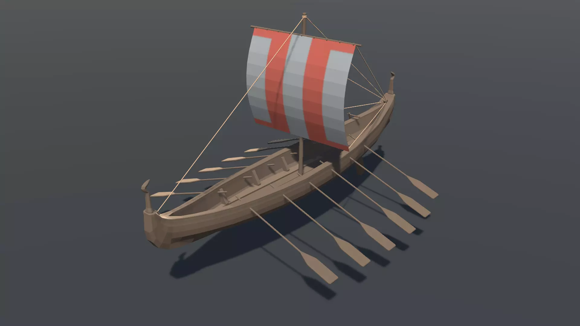 Viking Boat Lowpoly Low-poly 3D model_0