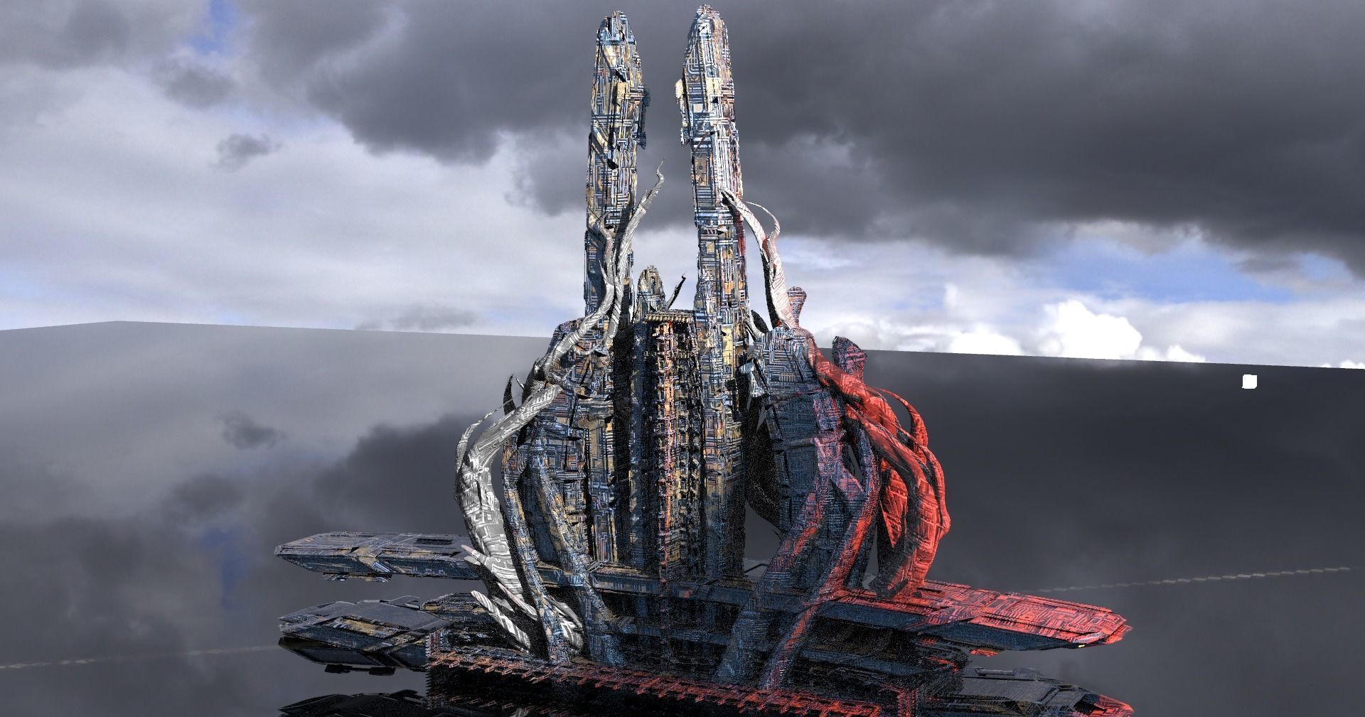 Royal winter observatory sci fi tower 3D model_1