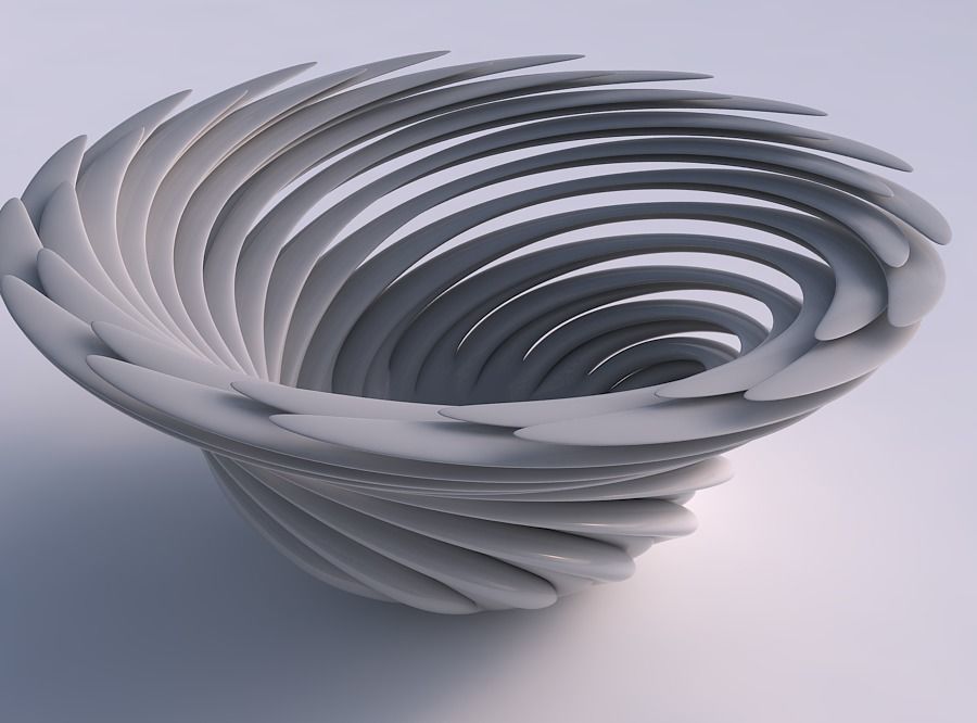 Bowl two layered flower with soft tips twisted and tapered 3D print model_0