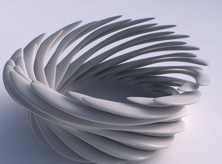 Bowl two layered flower with soft tips twisted and streched top 3D print model_0