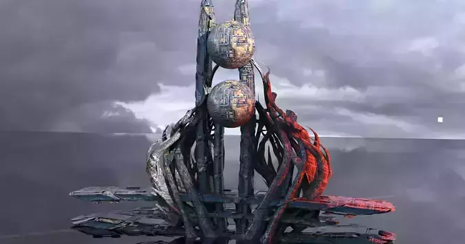 Global elite sci fi winter tower 3D model