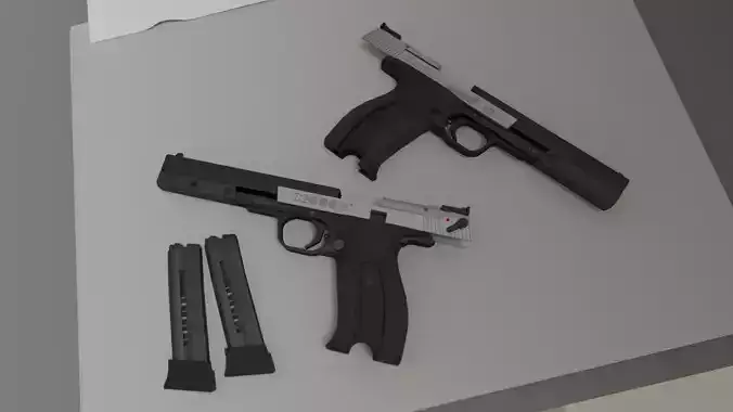 Hammerli X-Esse Long Stylised Low-poly Pistol