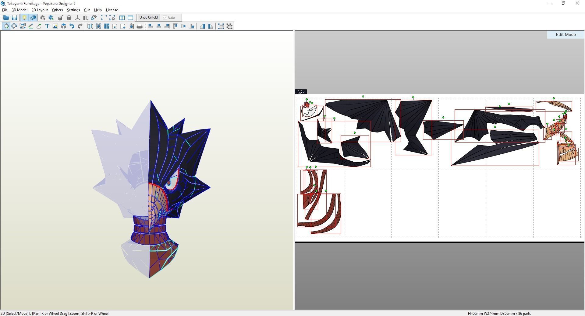 Tokoyami Fumikage My Hero Academia Pepakura Template Unfold 3D print model_1