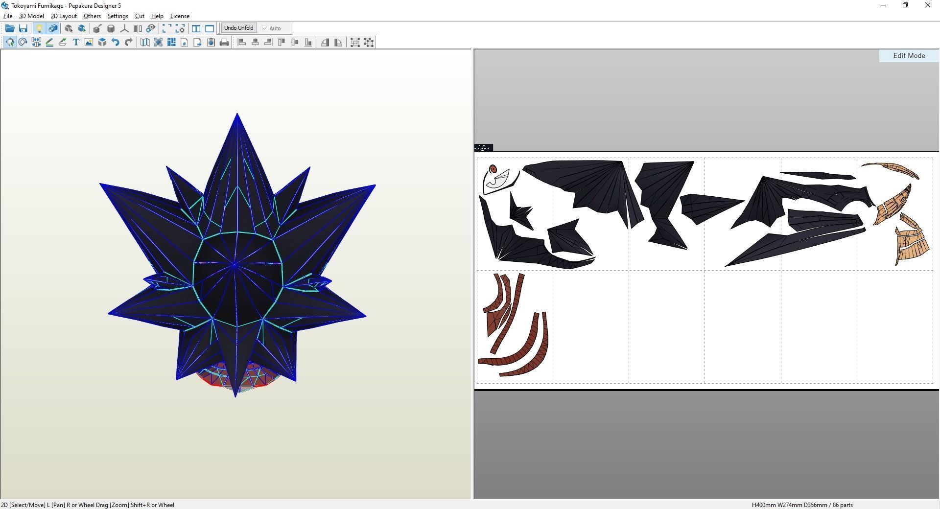 Tokoyami Fumikage My Hero Academia Pepakura Template Unfold 3D print model_3