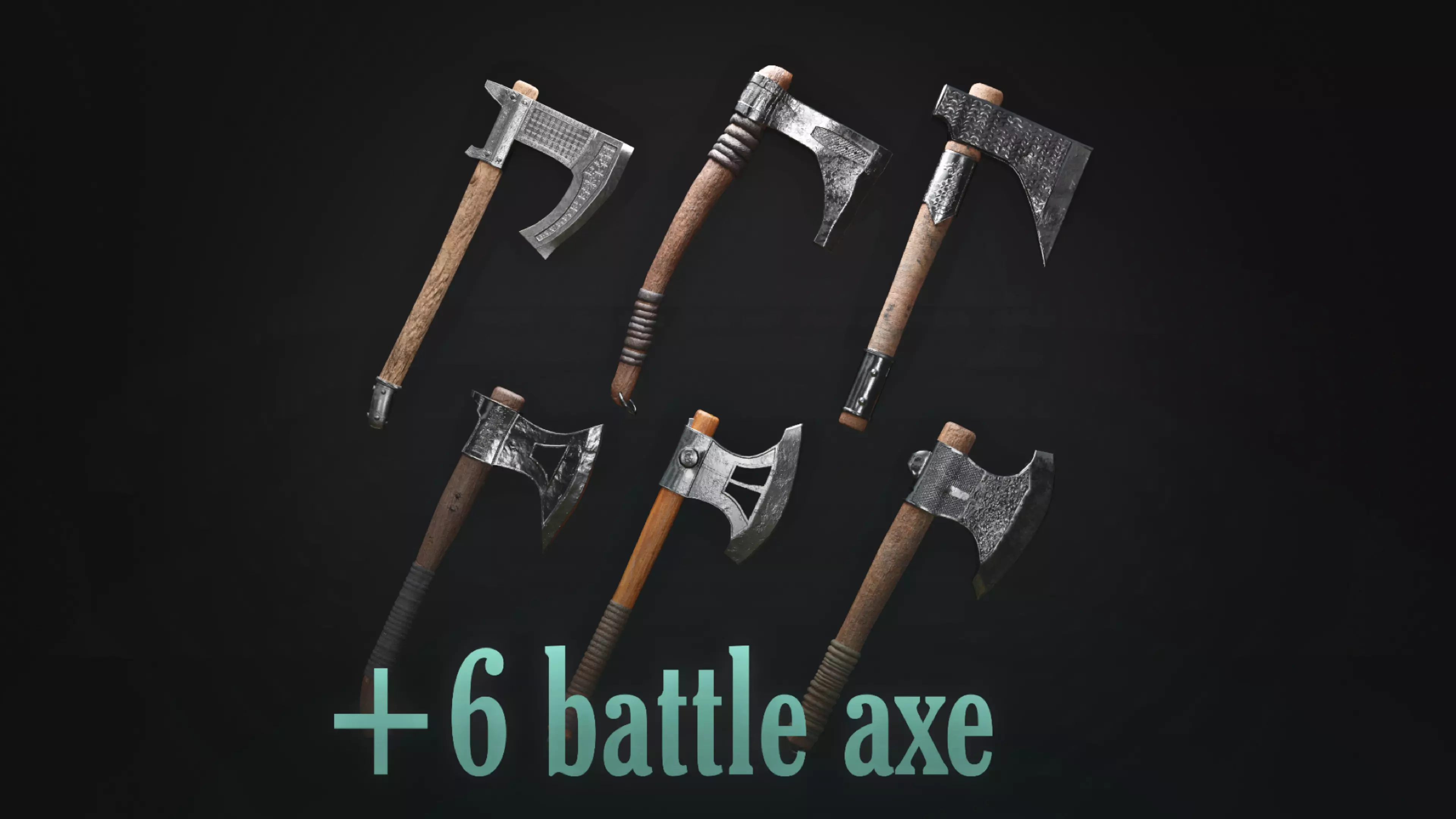 battle axe pack Low-poly 3D model