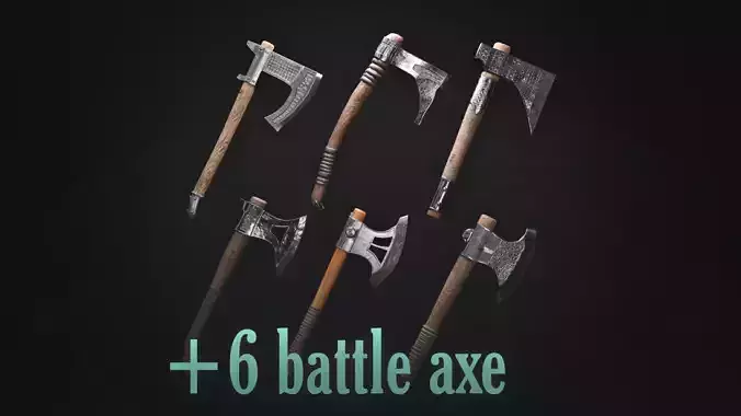 battle axe pack Low-poly 3D model