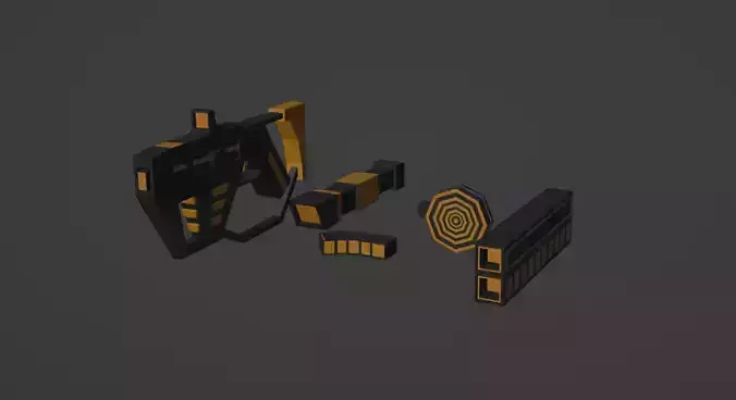 Si-Fi weapon with upgrades Free low-poly 3D model