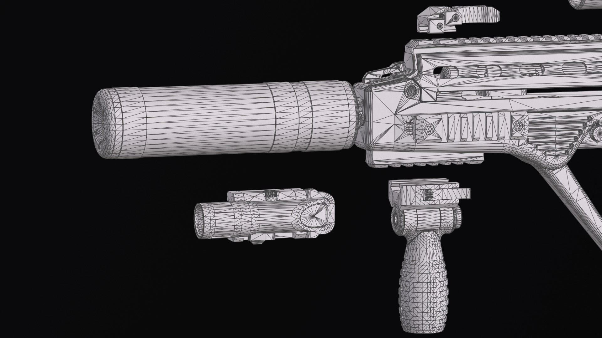 Tactical modular assault rifle Bullpup Vulkan Malyuk  Low-poly 3D model_55