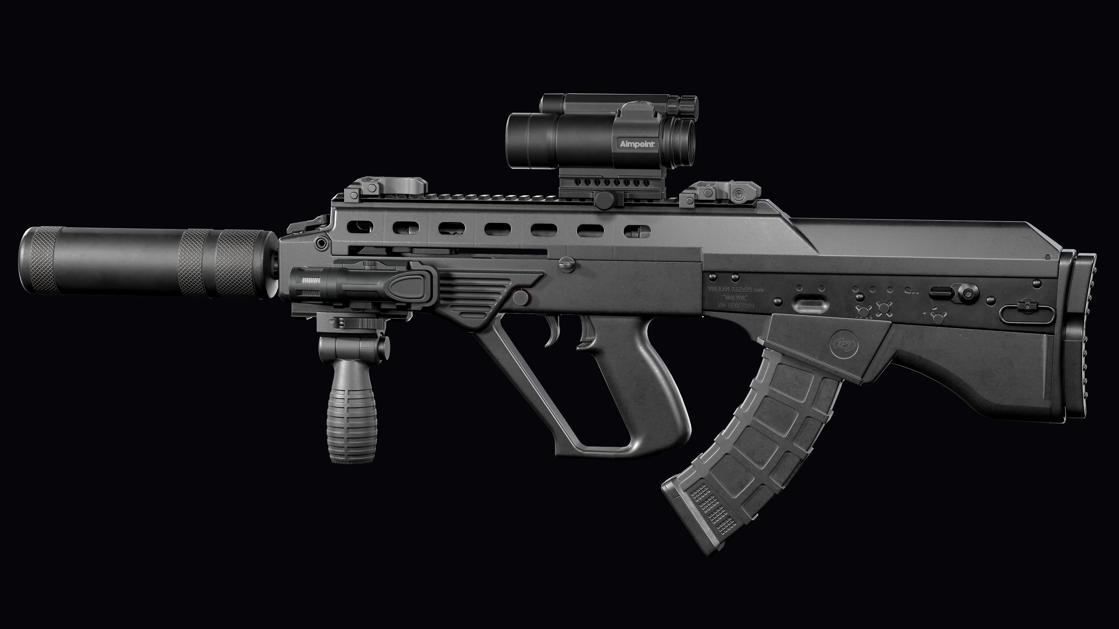 Tactical modular assault rifle Bullpup Vulkan Malyuk  Low-poly 3D model_11