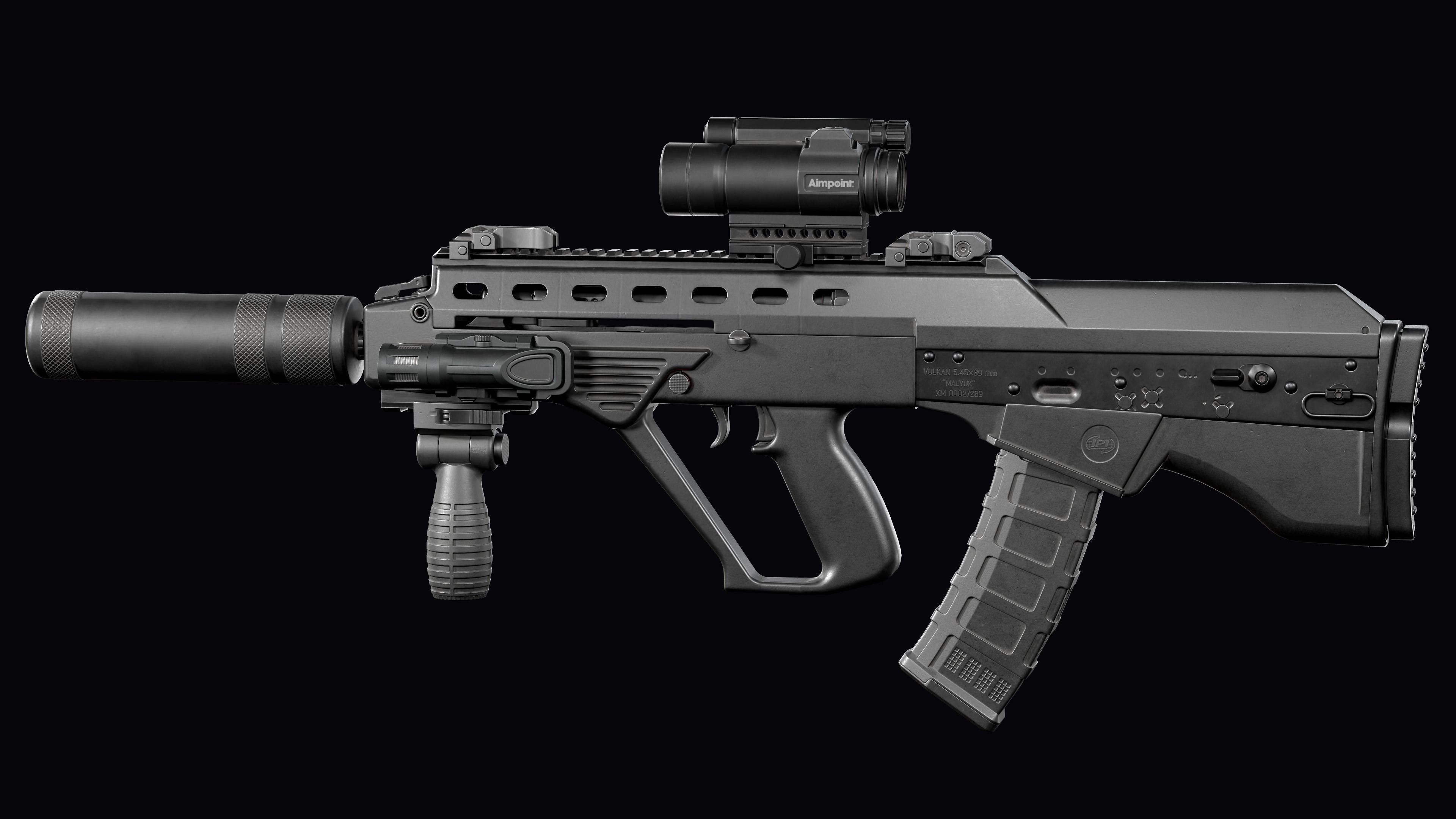 Tactical modular assault rifle Bullpup Vulkan Malyuk  Low-poly 3D model_10