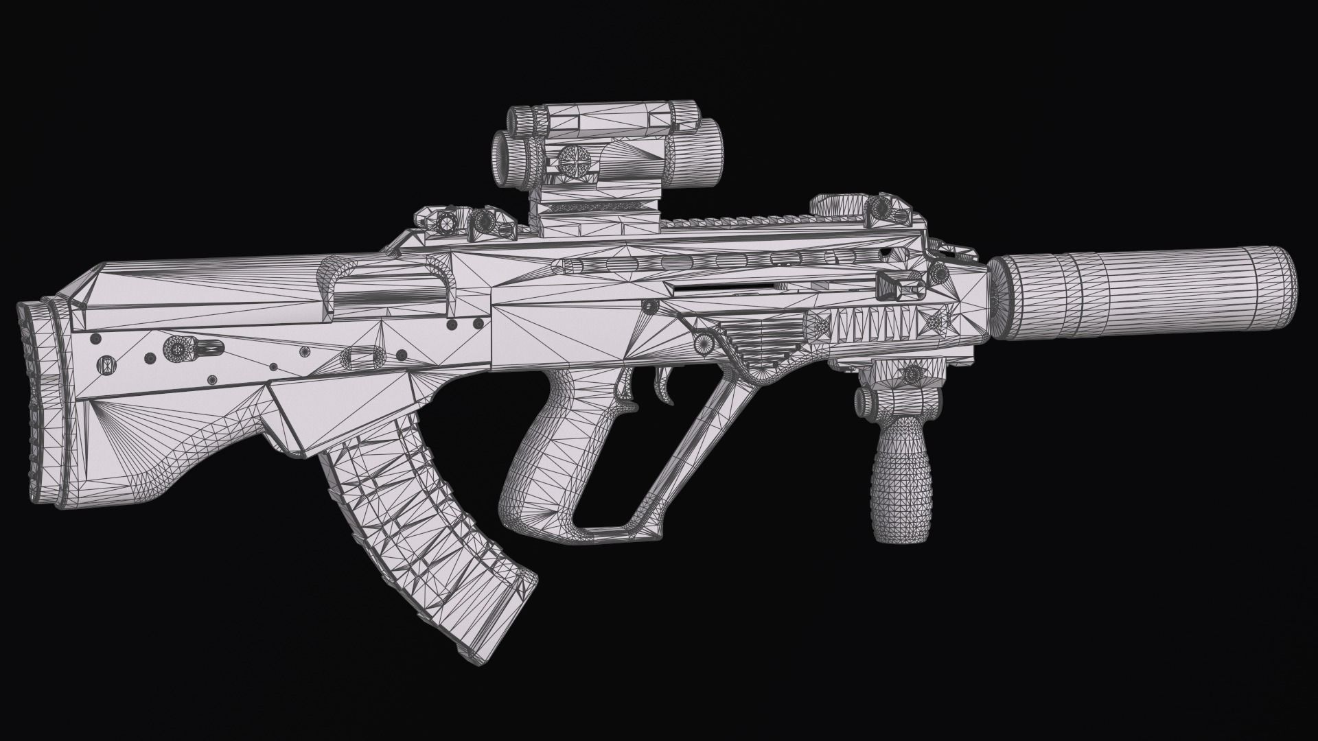 Tactical modular assault rifle Bullpup Vulkan Malyuk  Low-poly 3D model_54