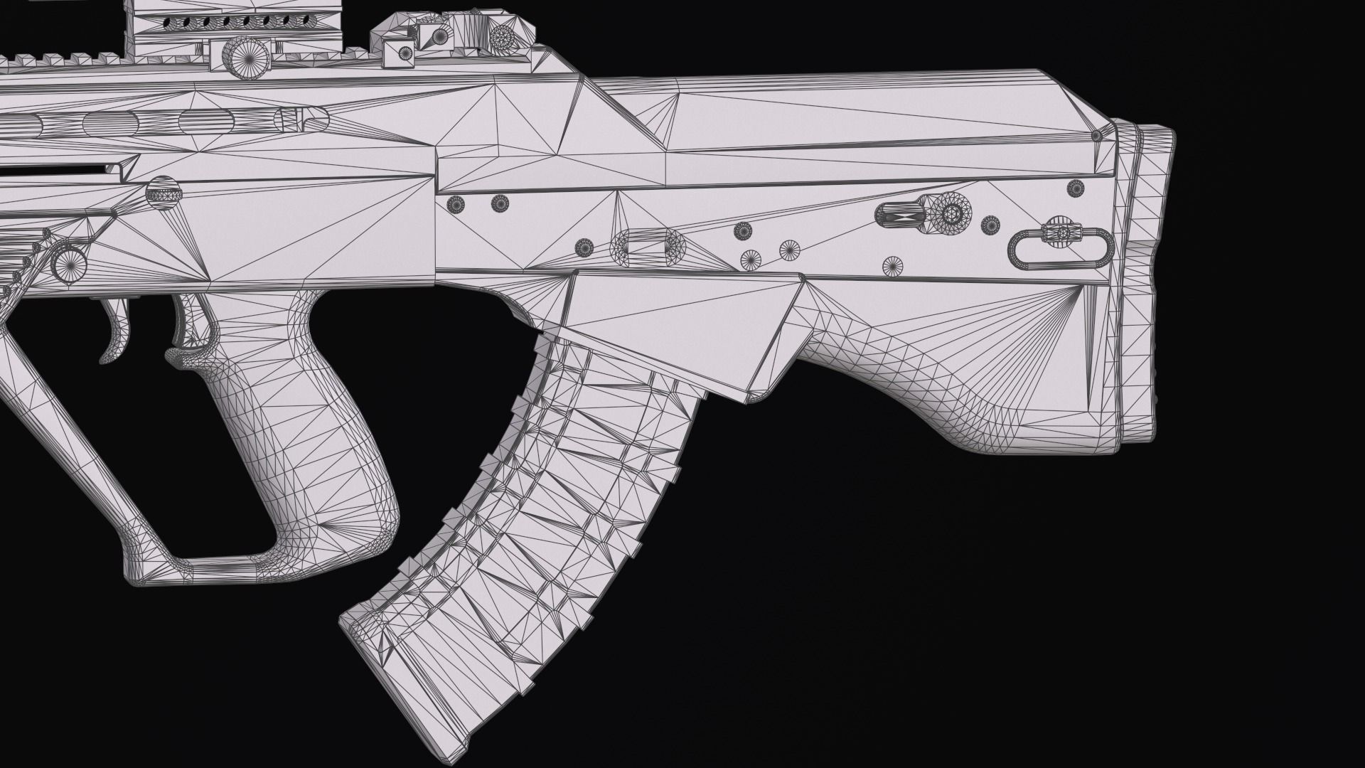 Tactical modular assault rifle Bullpup Vulkan Malyuk  Low-poly 3D model_56