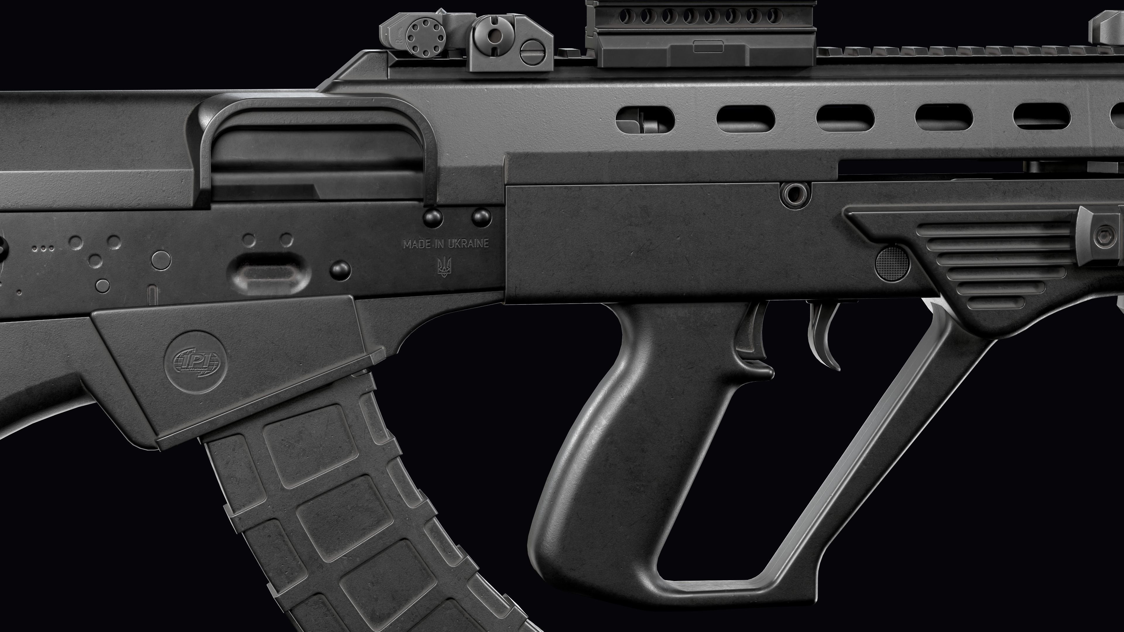 Tactical modular assault rifle Bullpup Vulkan Malyuk  Low-poly 3D model_36