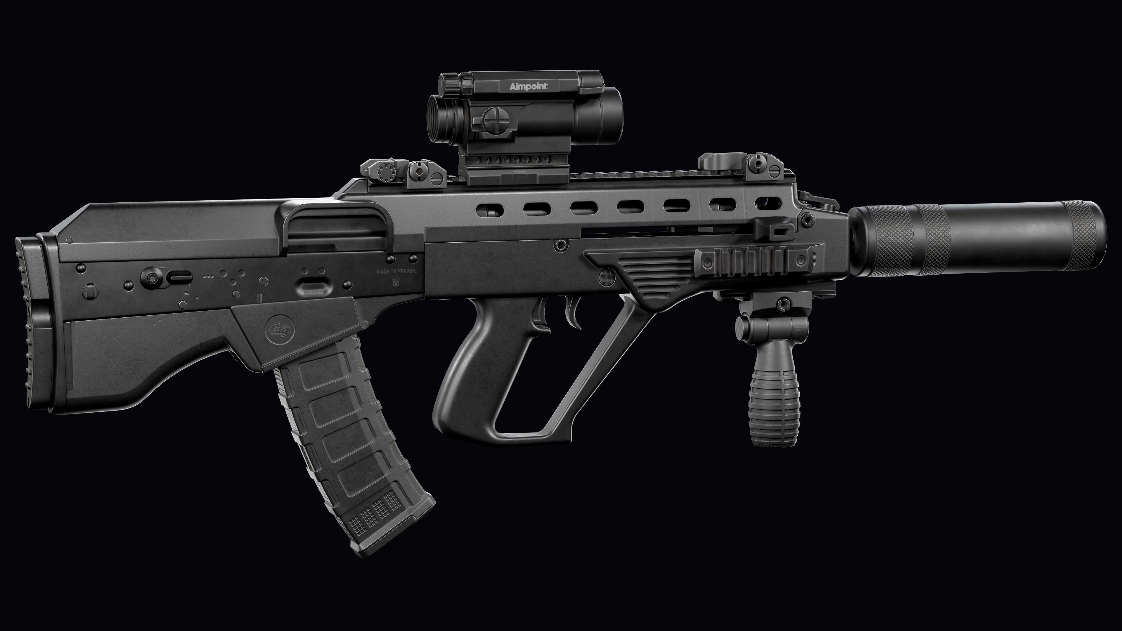 Tactical modular assault rifle Bullpup Vulkan Malyuk  Low-poly 3D model_15