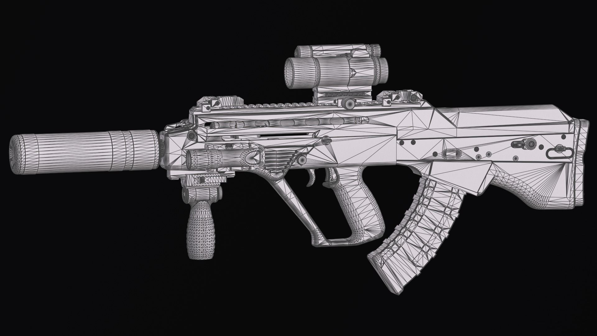 Tactical modular assault rifle Bullpup Vulkan Malyuk  Low-poly 3D model_53