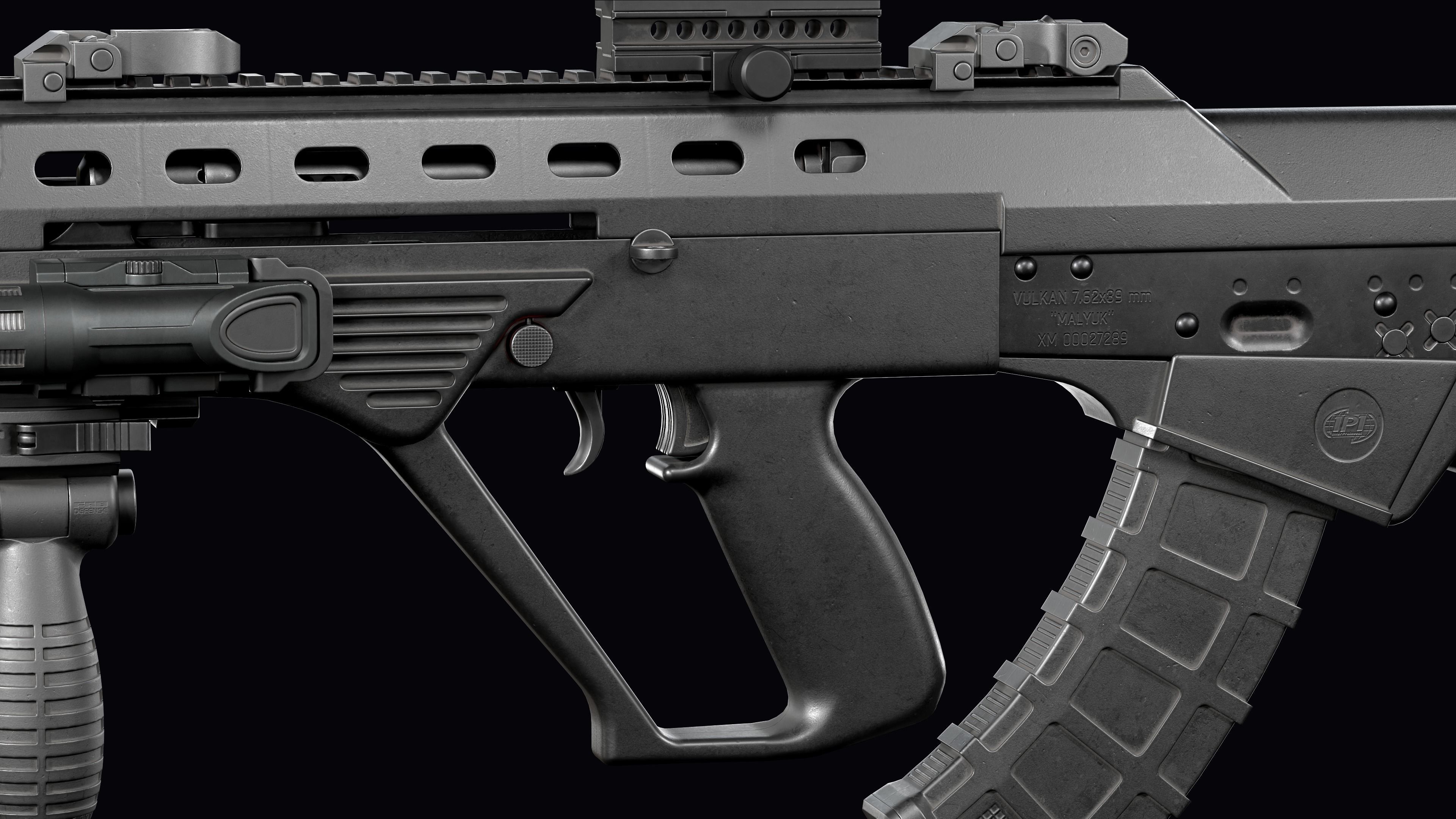 Tactical modular assault rifle Bullpup Vulkan Malyuk  Low-poly 3D model_22