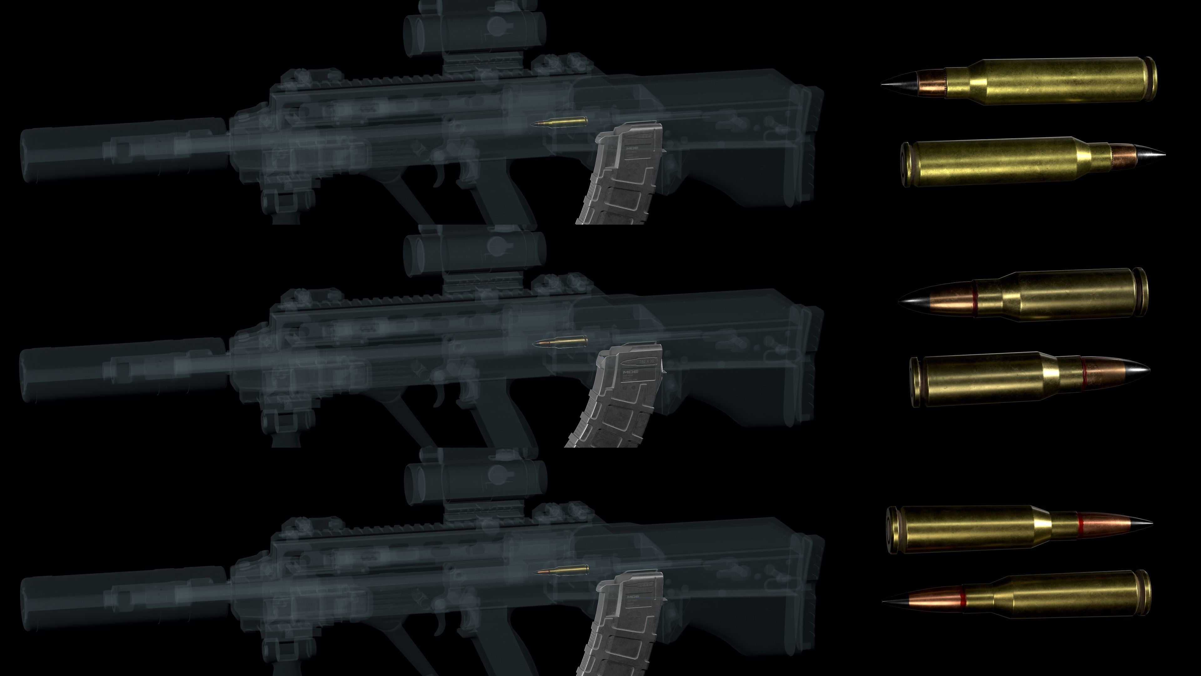 Tactical modular assault rifle Bullpup Vulkan Malyuk  Low-poly 3D model_8