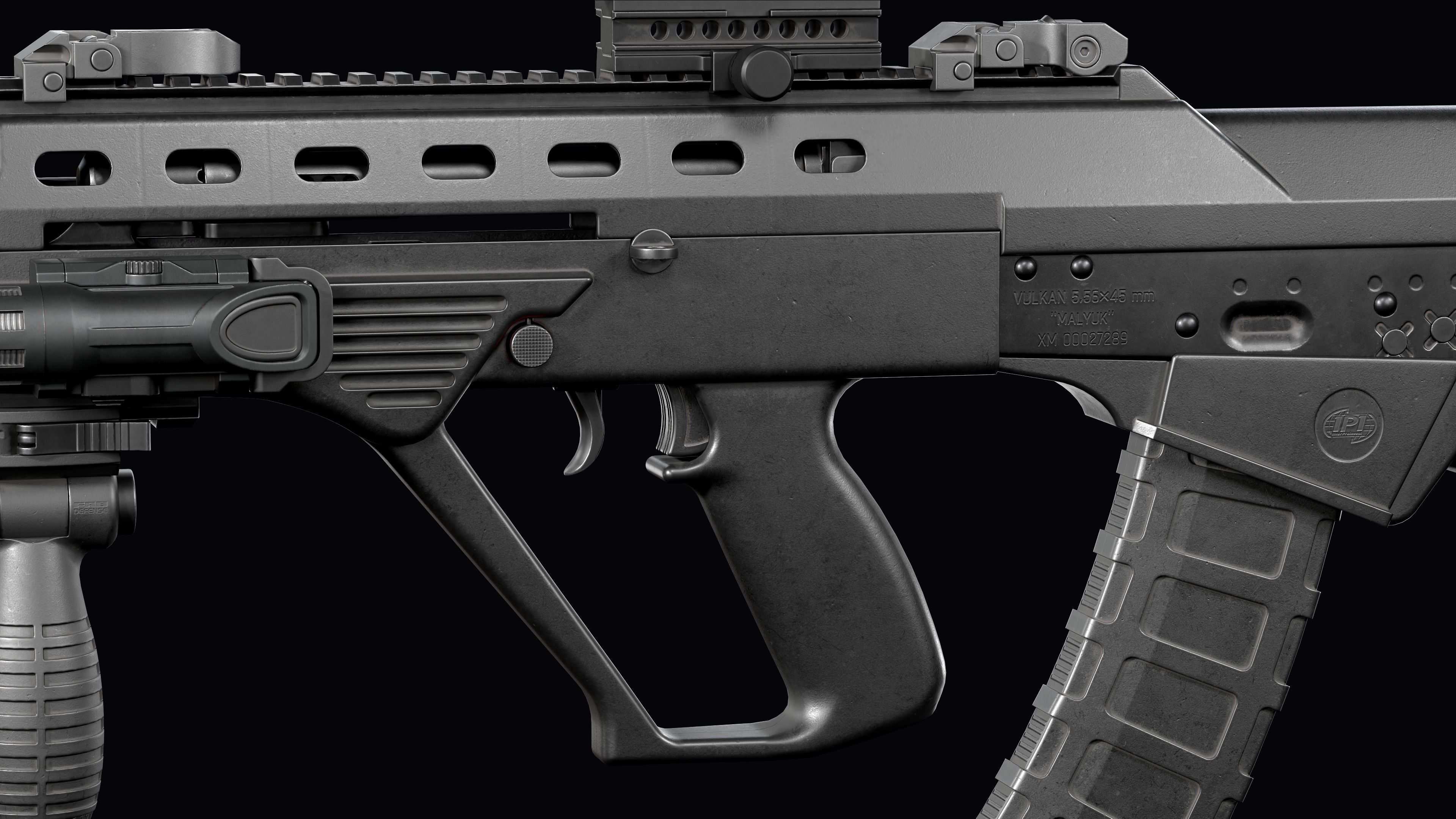 Tactical modular assault rifle Bullpup Vulkan Malyuk  Low-poly 3D model_23