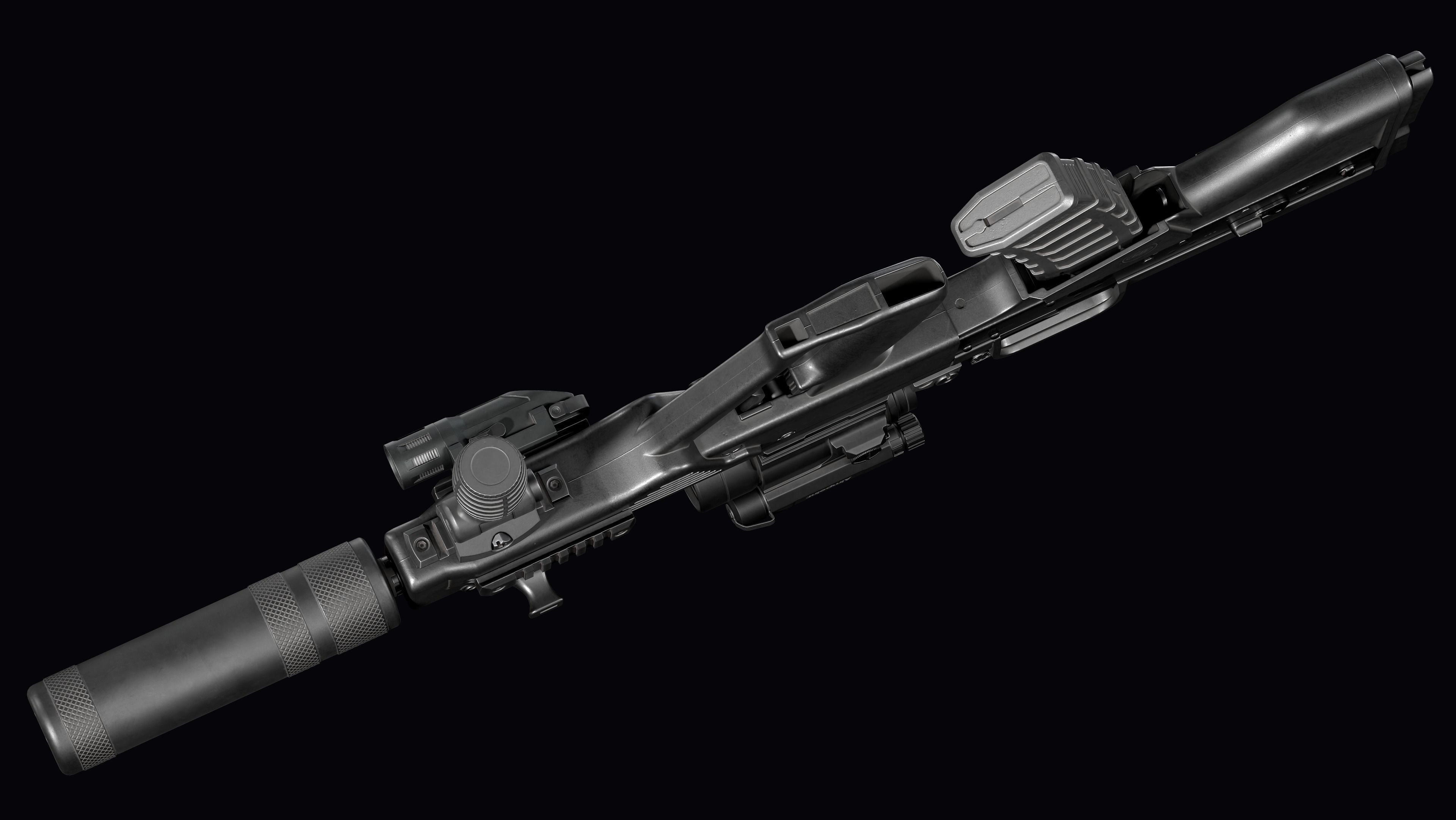 Tactical modular assault rifle Bullpup Vulkan Malyuk  Low-poly 3D model_17