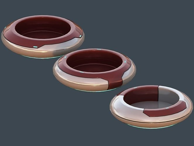 Sci-Fi Pots Low-poly 3D model