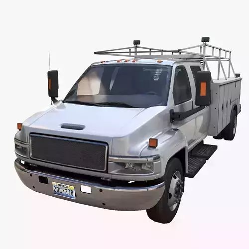 Crewcab service truck Low-poly 3D model