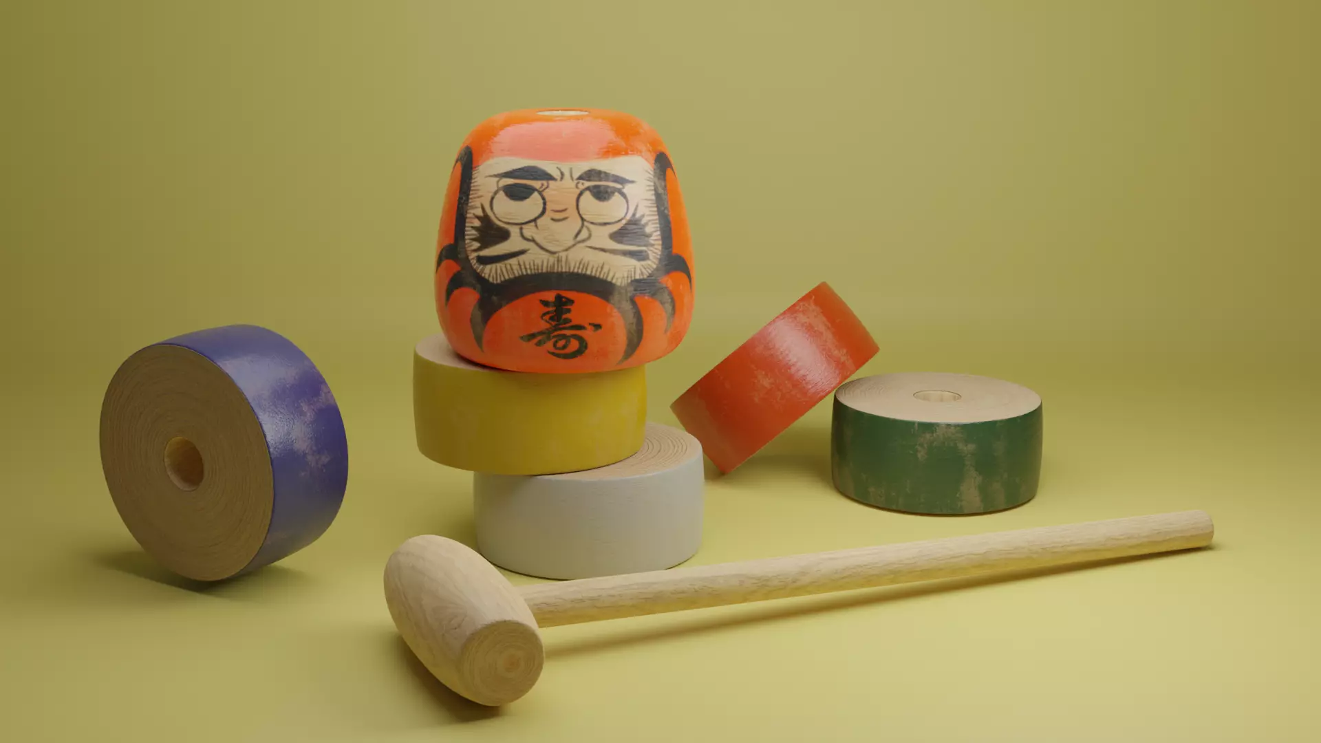 Daruma Otoshi 3D model_0