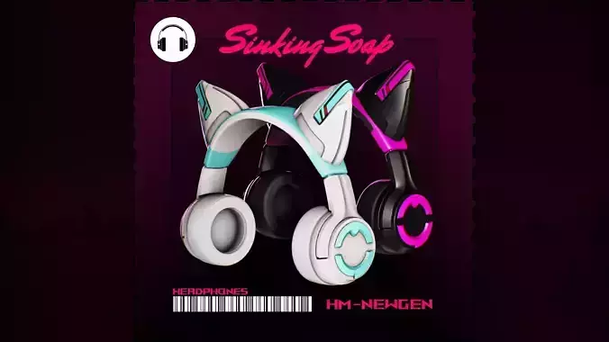 Hatsune Miku Headphones Low-poly 3D model