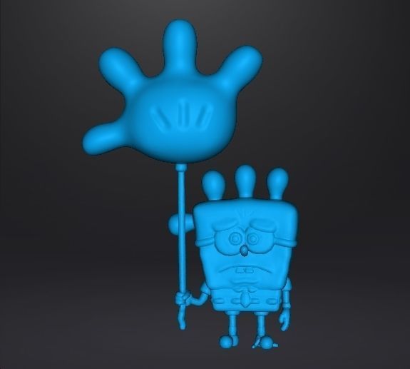SPONGEBOB WITH BALLOON GLOVE WORLD FIGURE MODEL CARTOON 3D print model_6