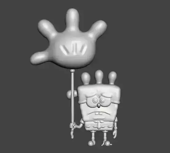 SPONGEBOB WITH BALLOON GLOVE WORLD FIGURE MODEL CARTOON 3D print model