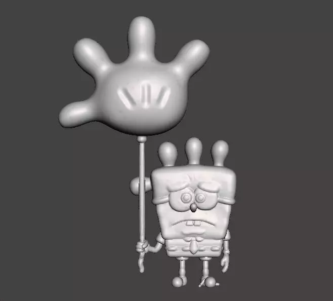 SPONGEBOB WITH BALLOON GLOVE WORLD FIGURE MODEL CARTOON 3D print model_0
