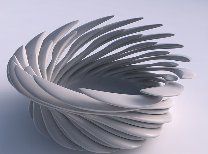 Bowl two layered flower with soft tips and sharp edges twiste... 3D print model