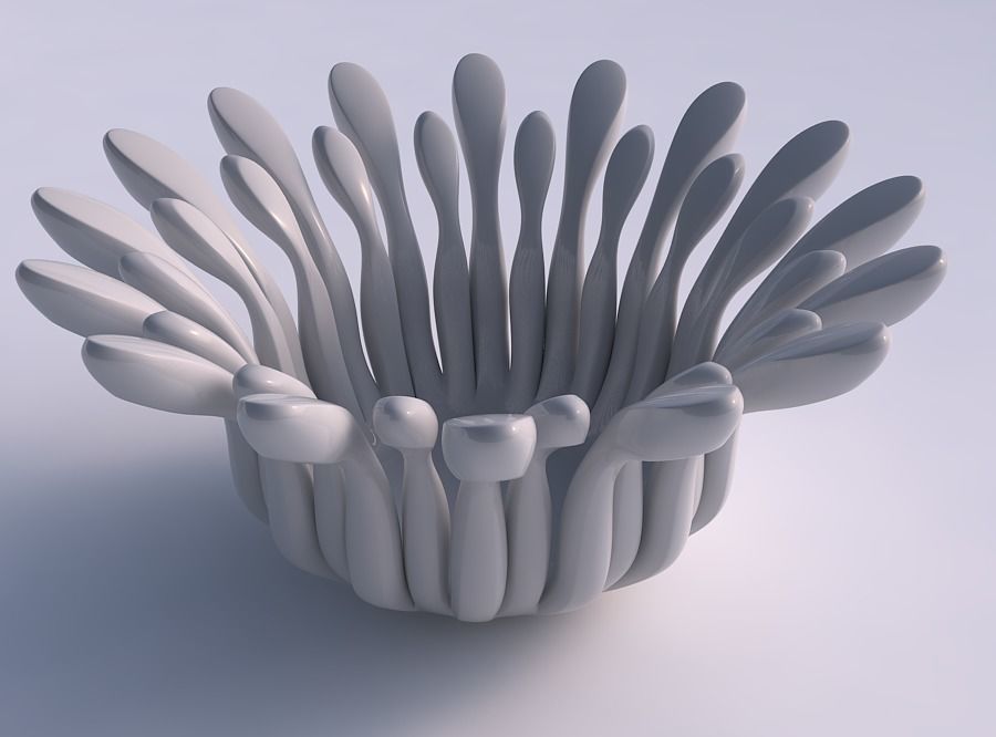 Bowl two layered flower with soft tips and sharp edges tapered 3D print model_0