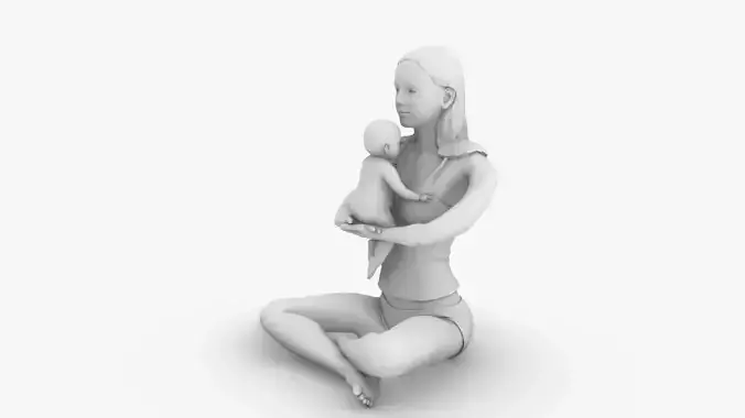 Mother and baby 3D print model