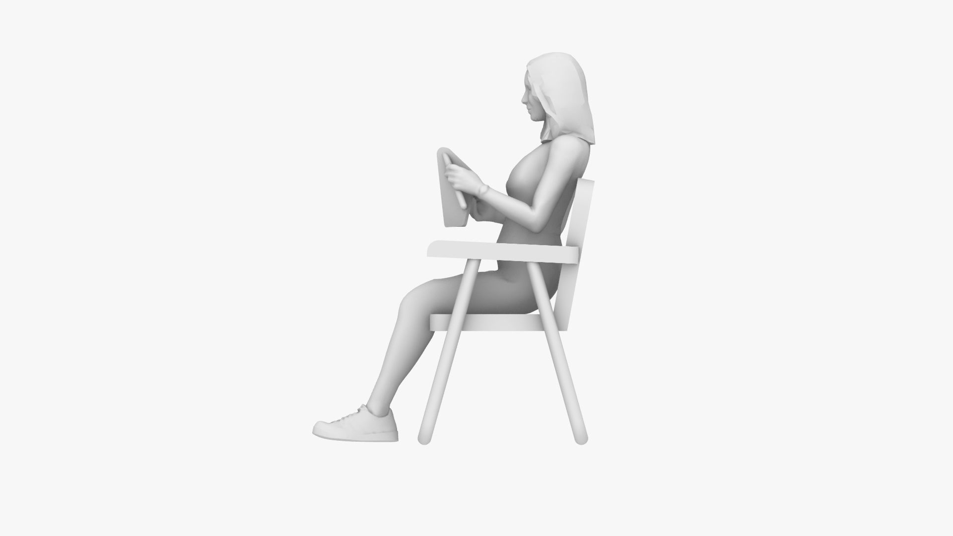 Woman knitting 3D print model_4