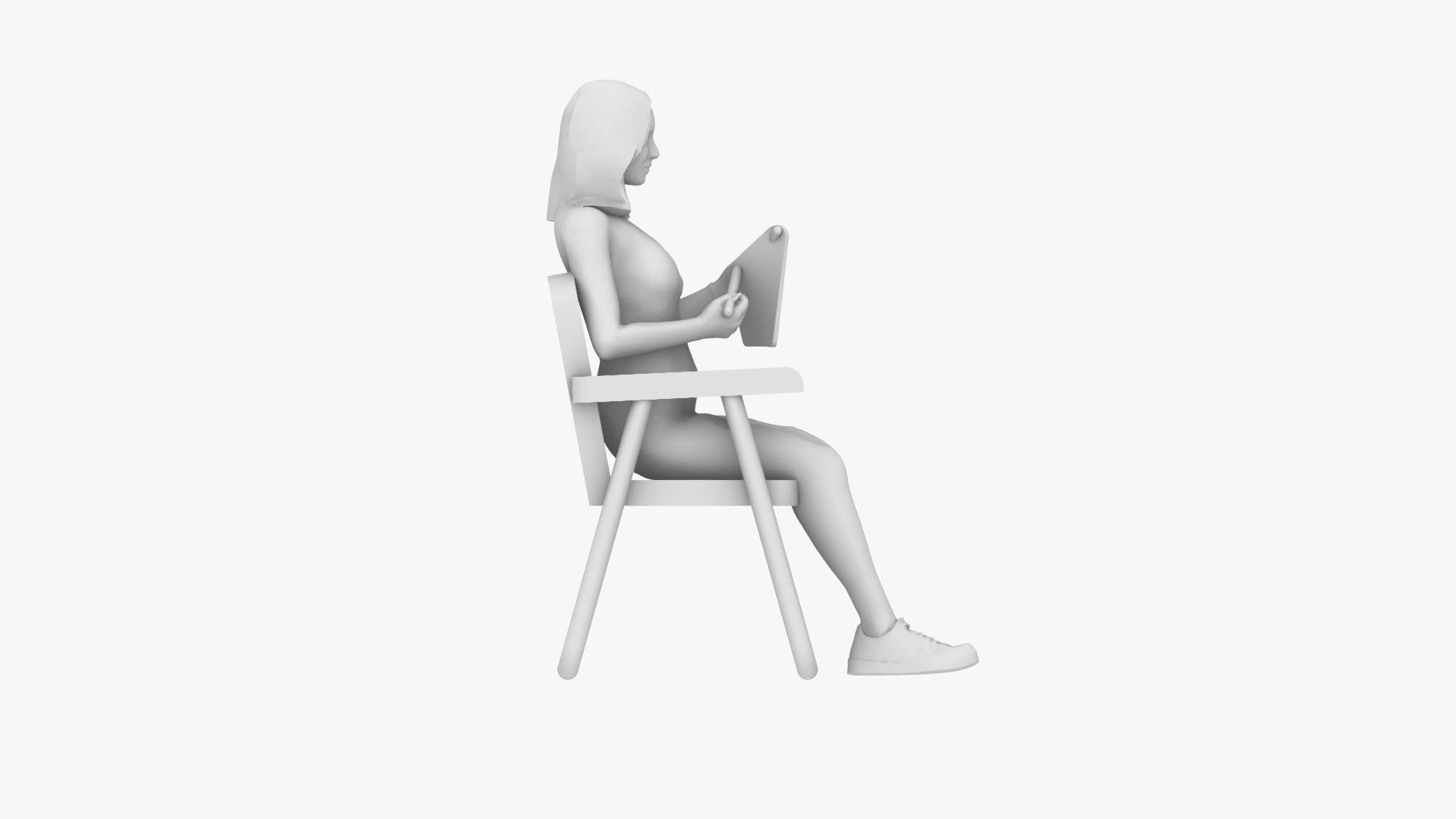 Woman knitting 3D print model_5