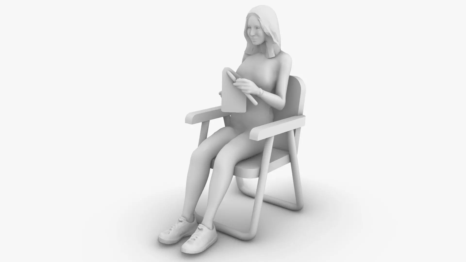 Woman knitting 3D print model_0
