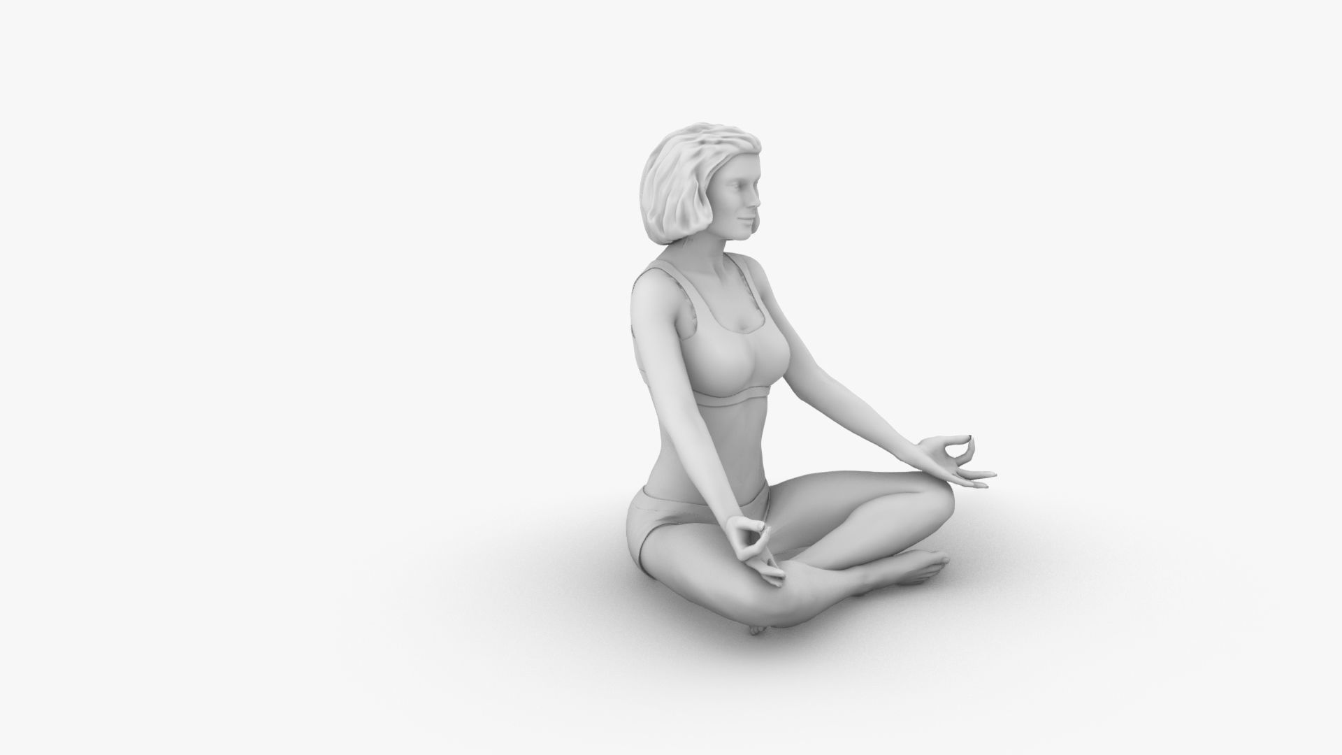 Woman meditating 3D print model_1