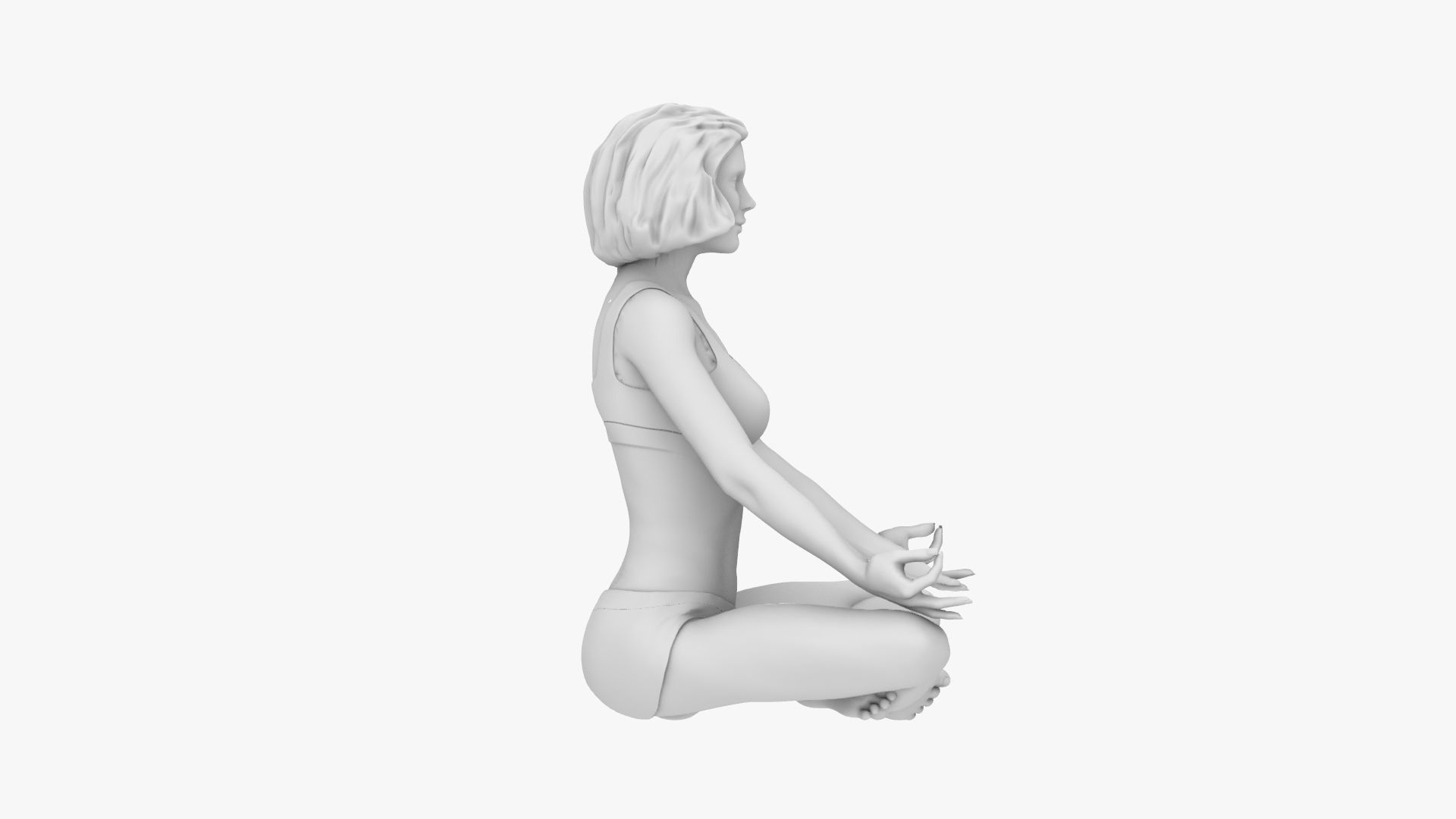 Woman meditating 3D print model_5