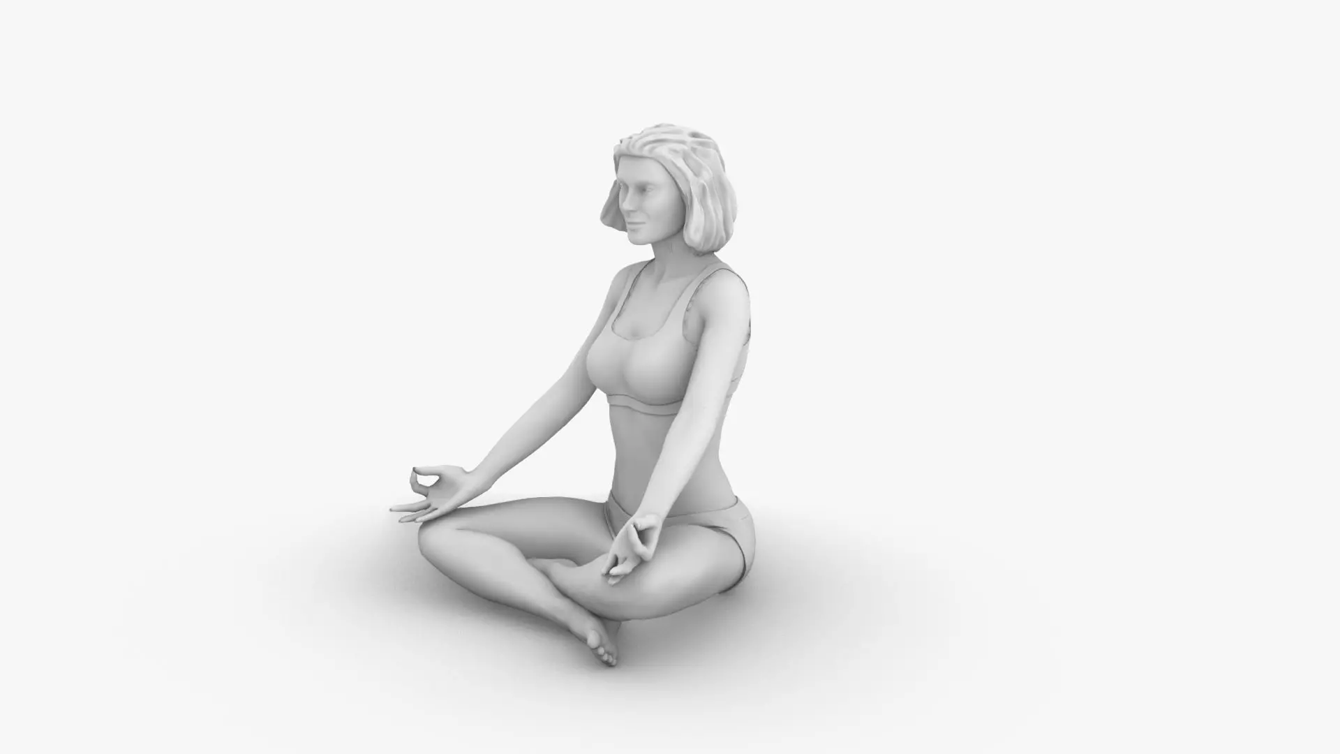 Woman meditating 3D print model_0