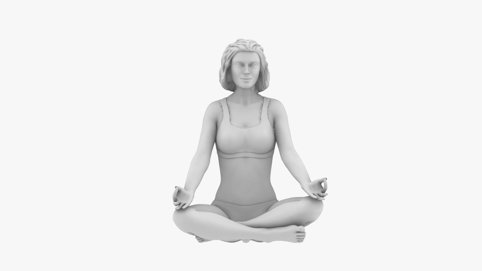 Woman meditating 3D print model_2