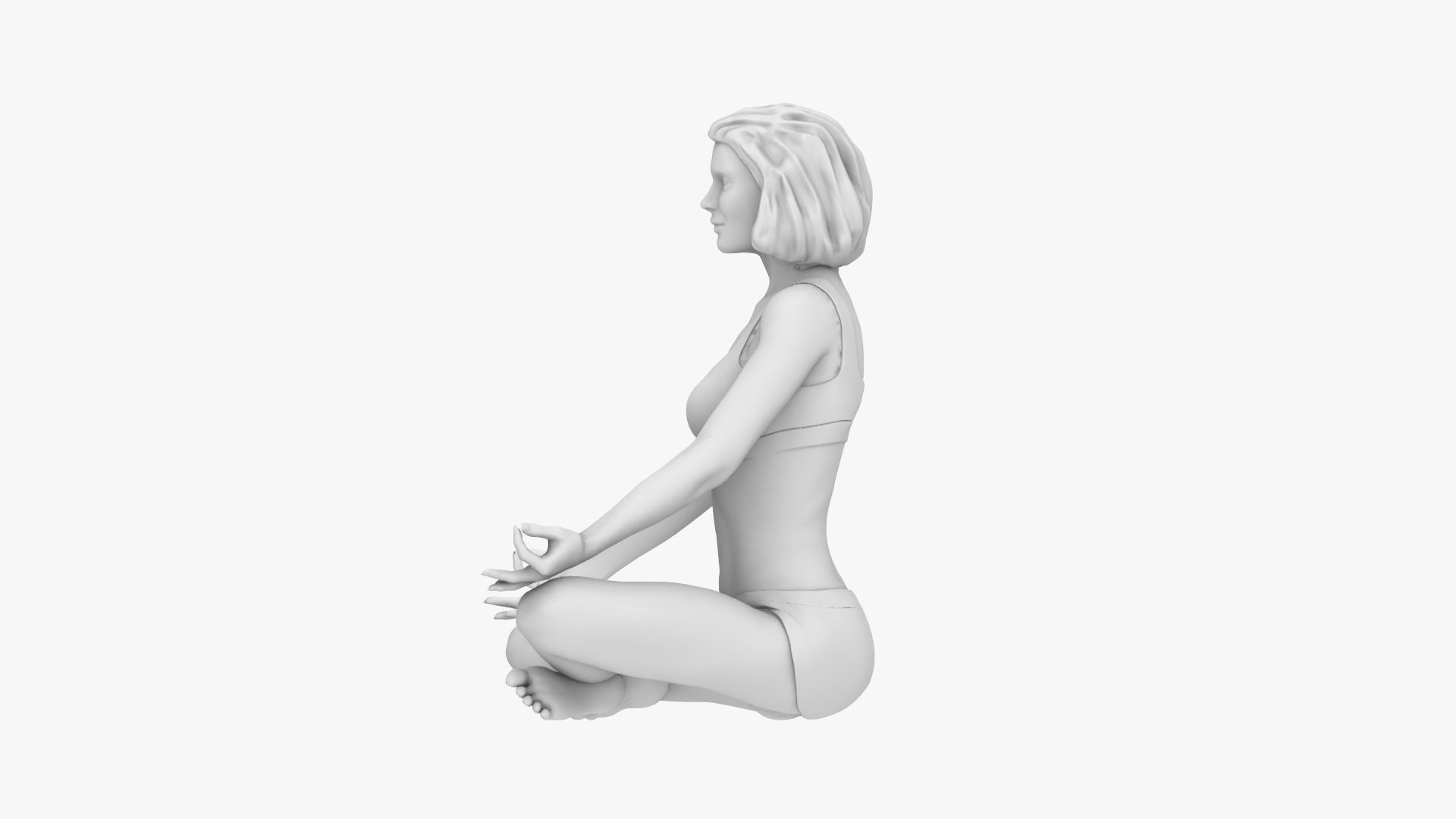 Woman meditating 3D print model_4