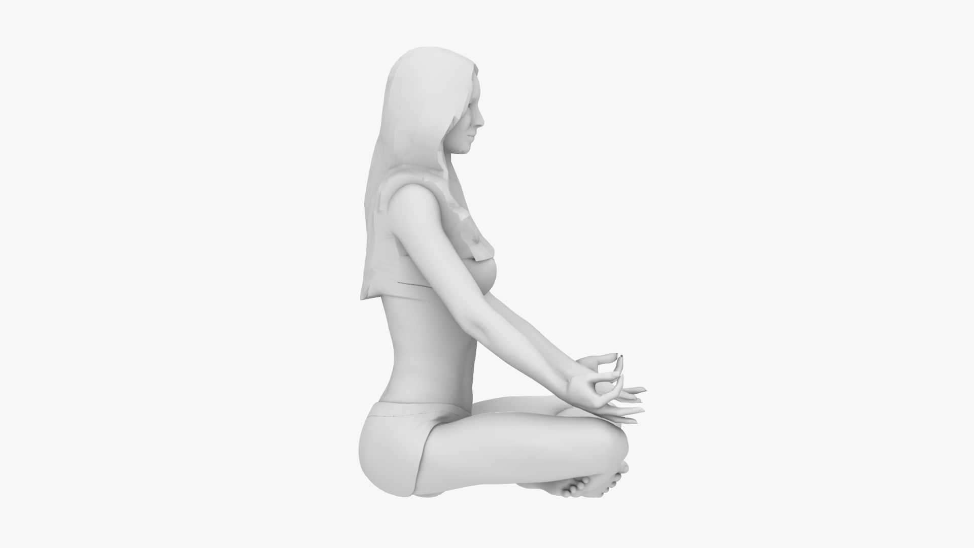 Woman meditating 3D print model_5