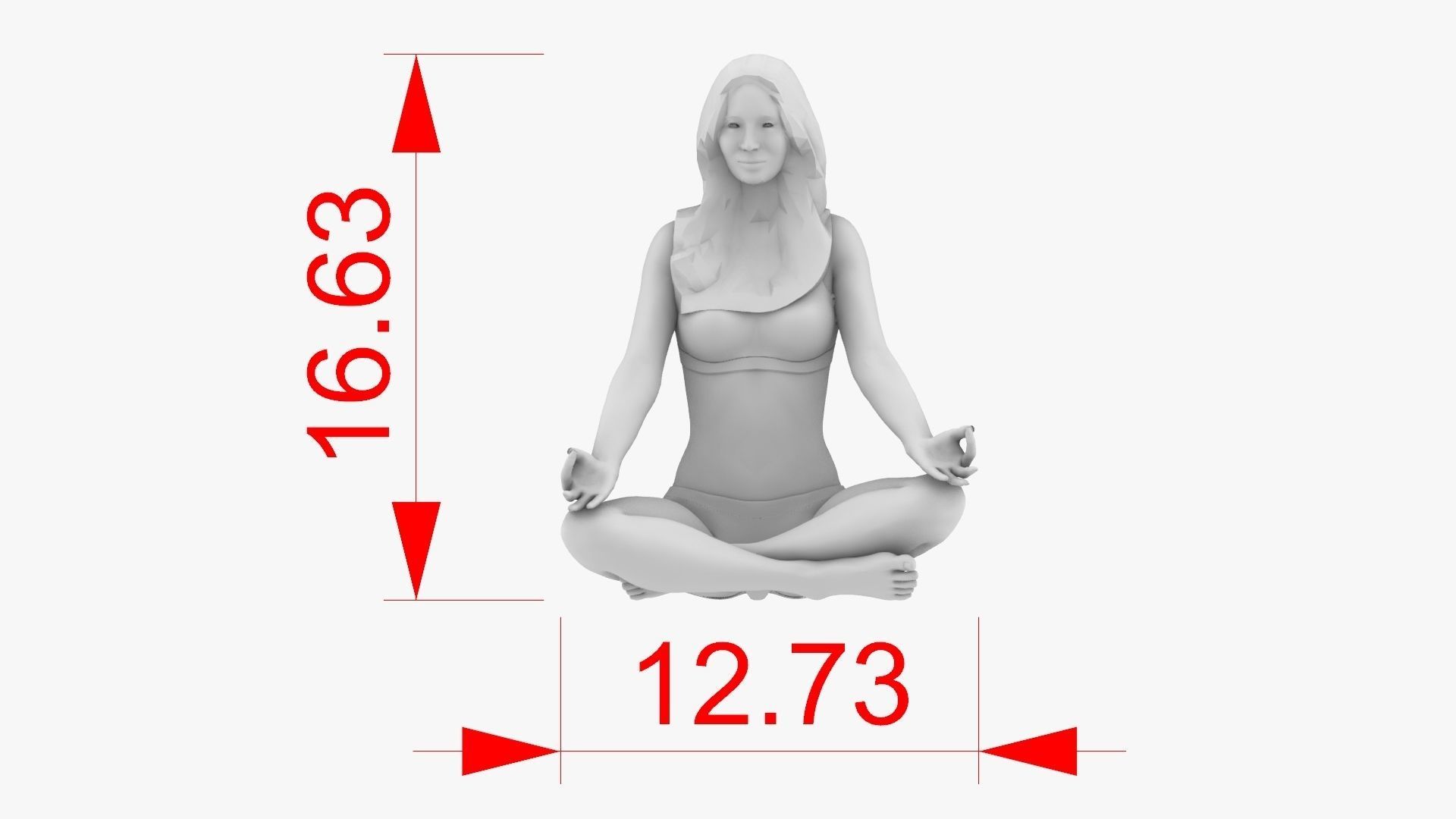 Woman meditating 3D print model_3