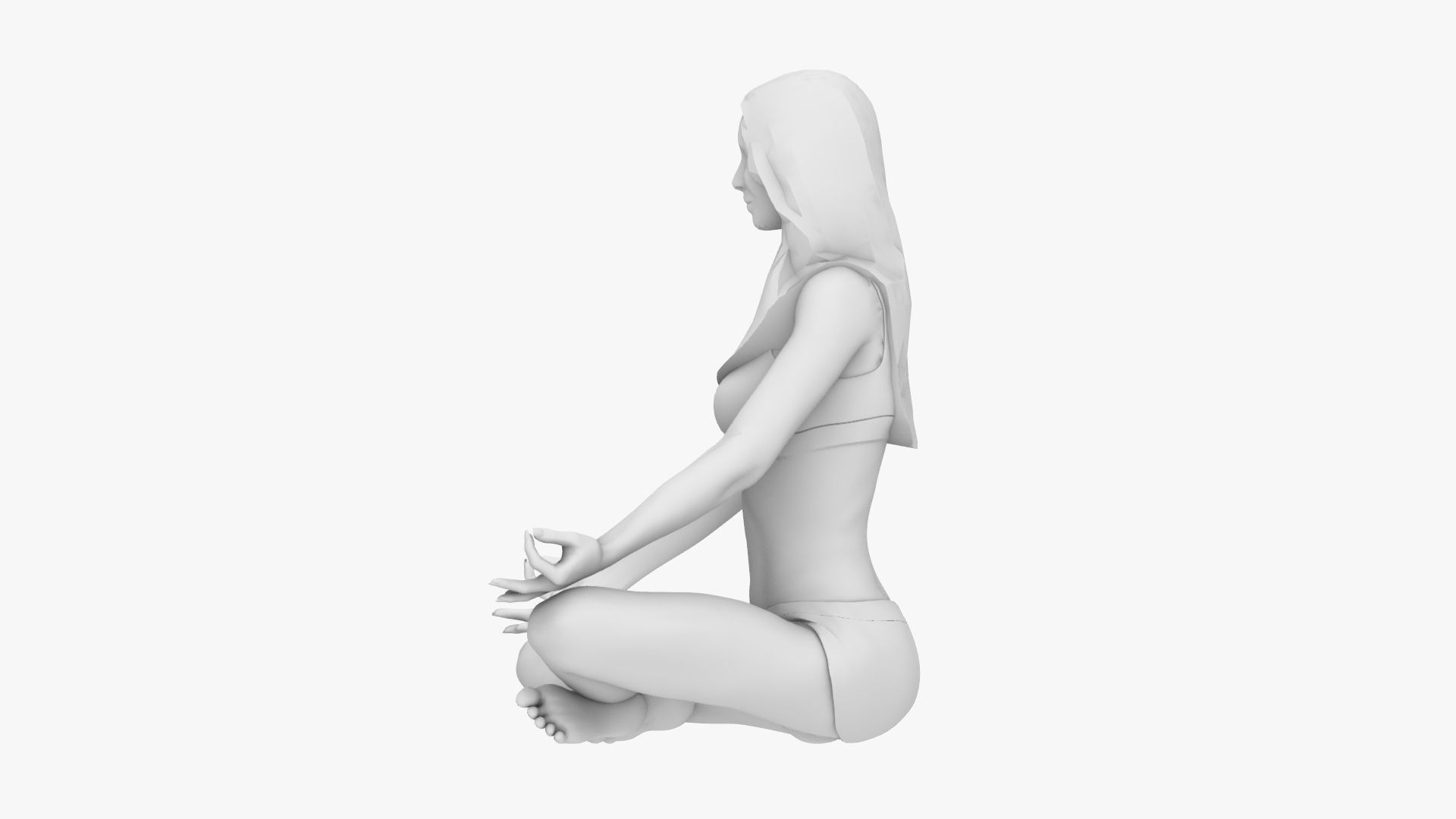 Woman meditating 3D print model_4