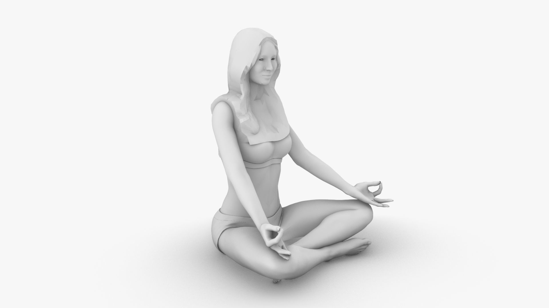 Woman meditating 3D print model_1