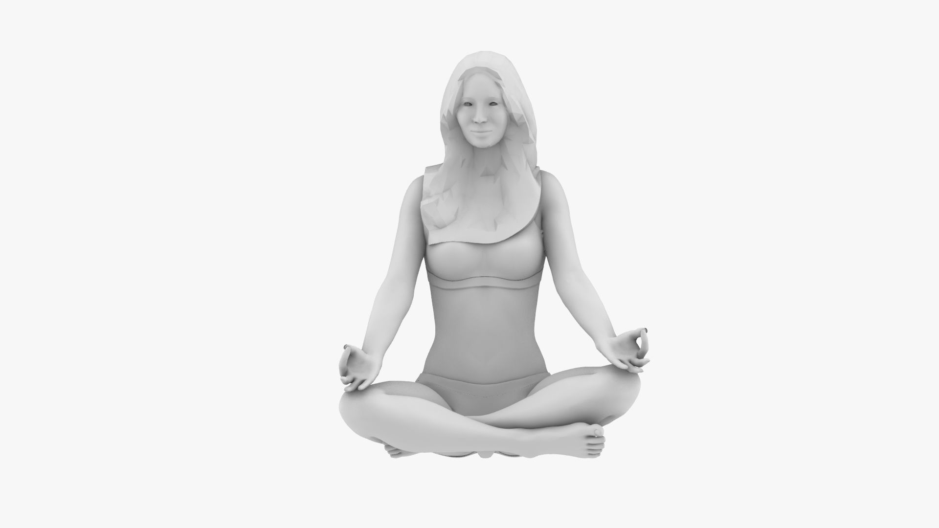 Woman meditating 3D print model_2